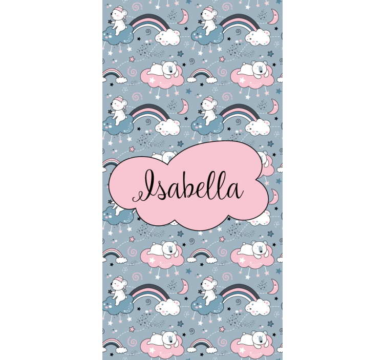 Isimli gökkuşağı ayı çocuk odası stor perde - TenStickers