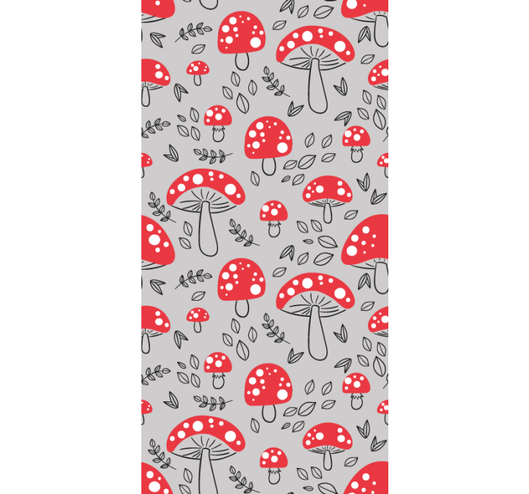 Gri ve kırmızı mantar çiçekleri ve bitki Stor perdeler - TenStickers