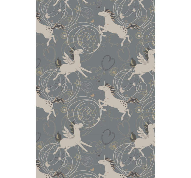 Büyülü tek boynuzlu atlar deseni çocuk odası stor perde - TenStickers