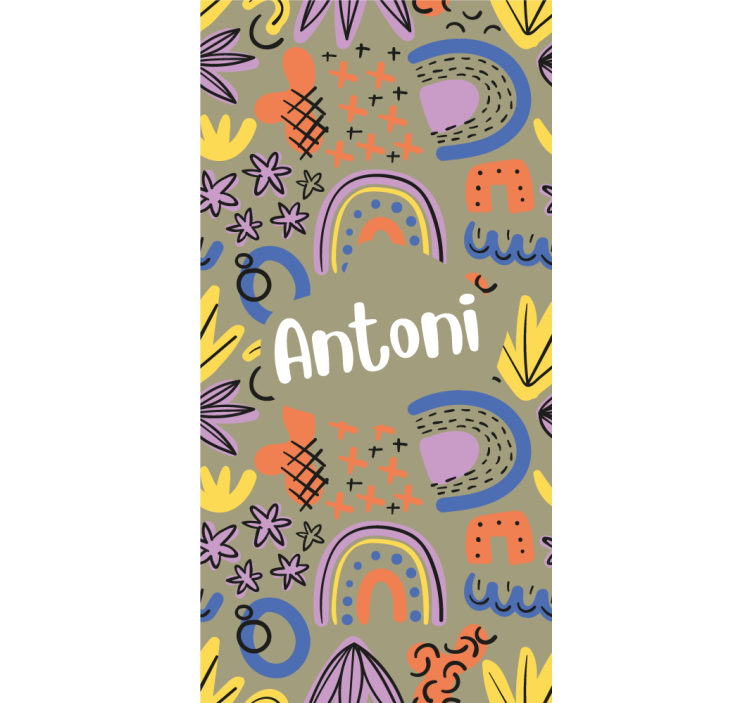 Isimli geometrik gökkuşakları çocuk odası stor perde - TenStickers