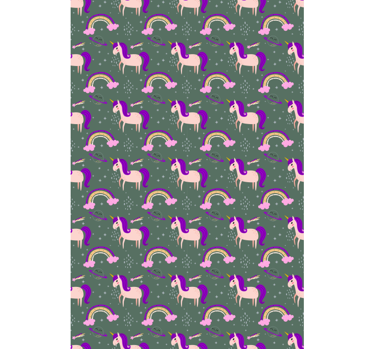 Mor tek boynuzlu at deseni çocuk odası stor perde - TenStickers