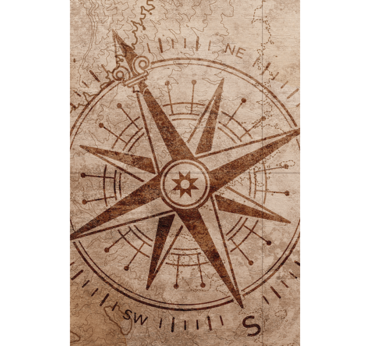 Sıcak renkli eski kağıt pusula klasik Stor perde - TenStickers