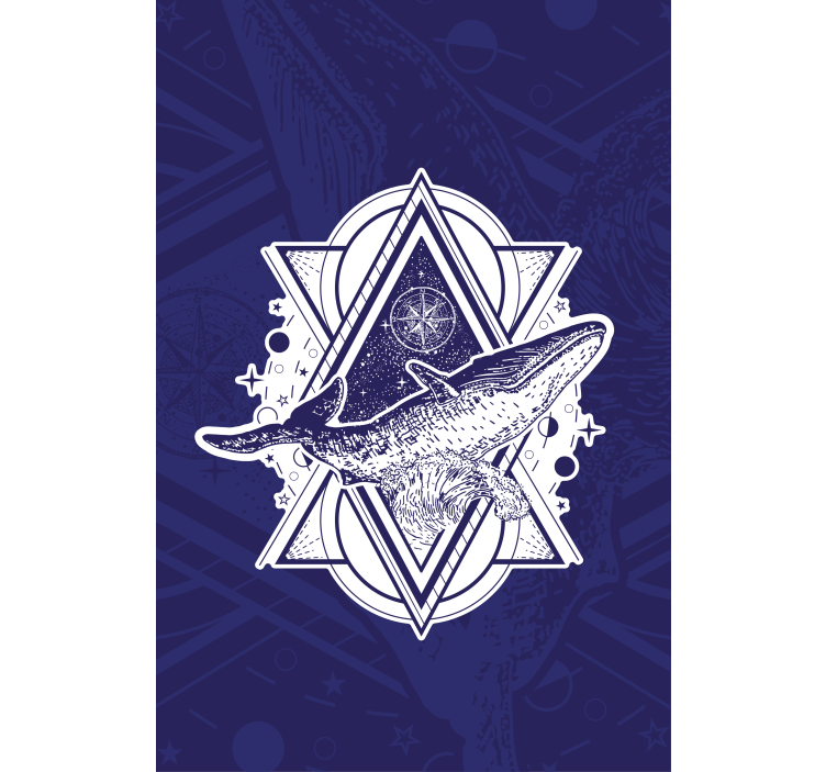 Pusula ve balina illüstrasyon vintage Stor perde - TenStickers