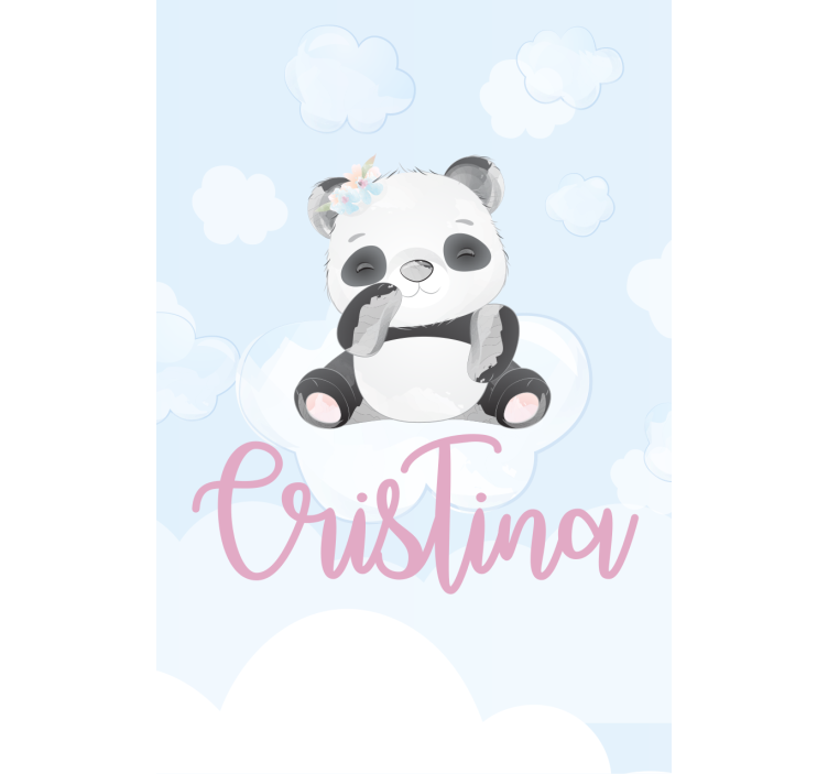 Ismiyle oturan bebek panda çocuk odası stor perde - TenStickers