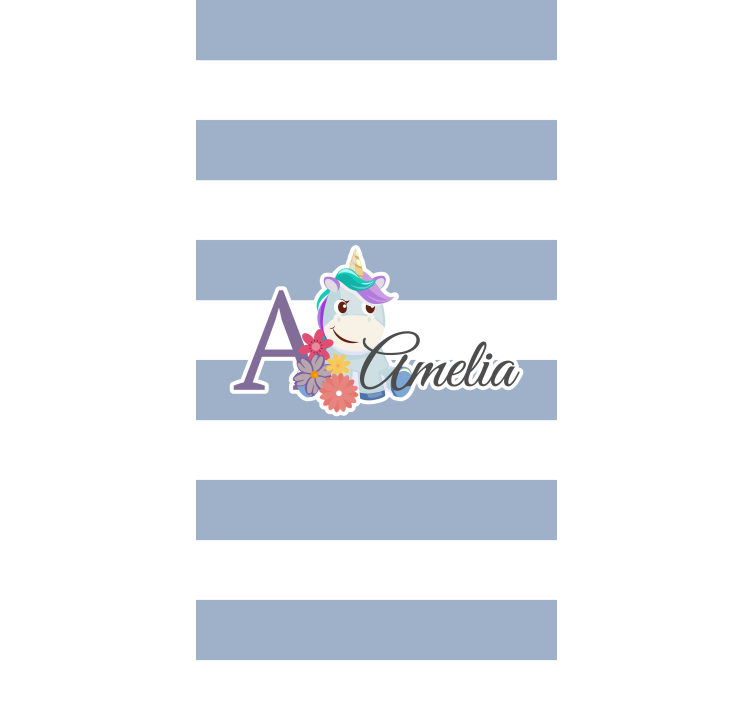 Çocuk odası stor perde kişiye özel unicorn ismi - TenStickers