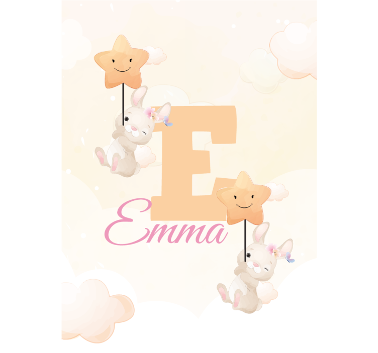 İsimli yıldızlı tavşanlar çocuk odası stor perde - TenStickers