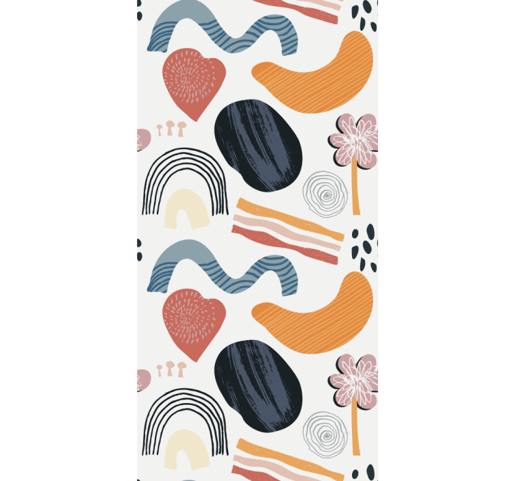 Soyut pastel şekiller desenli stor perde - TenStickers