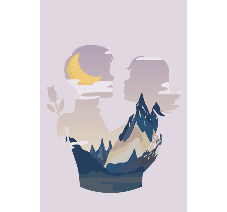 Gece dağları manzarası orijinal stor perde - TenStickers