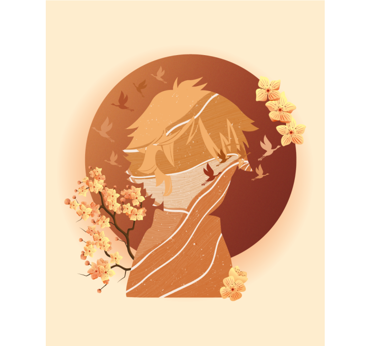 Asya doğa silüeti desenli stor perde - TenStickers