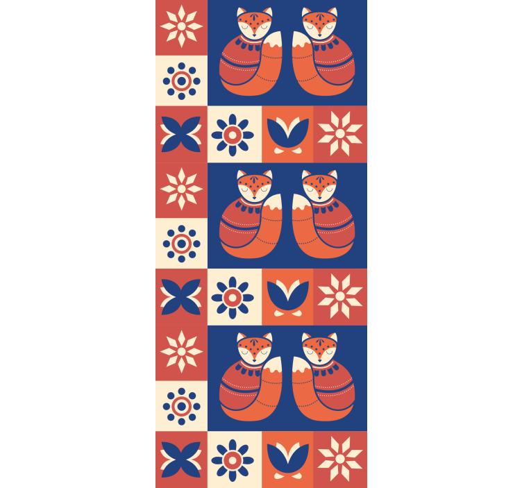 Büyüleyici tilki desenleri hayvanlar stor perde - TenStickers