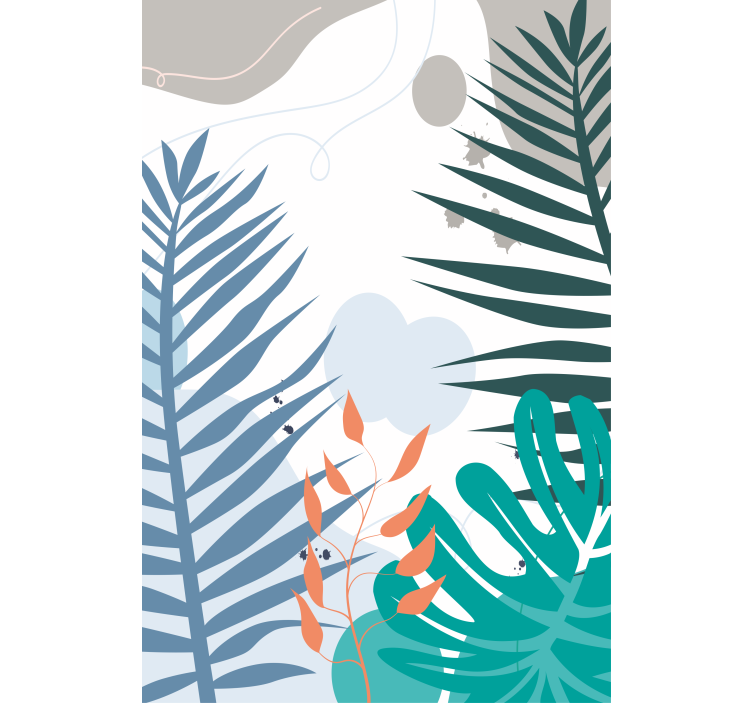 Tropikal büyük yapraklar çiçekler ve bitkiler stor perde - TenStickers