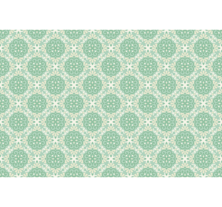 Yeşil çiçek desenli nordic Stor perde - TenStickers