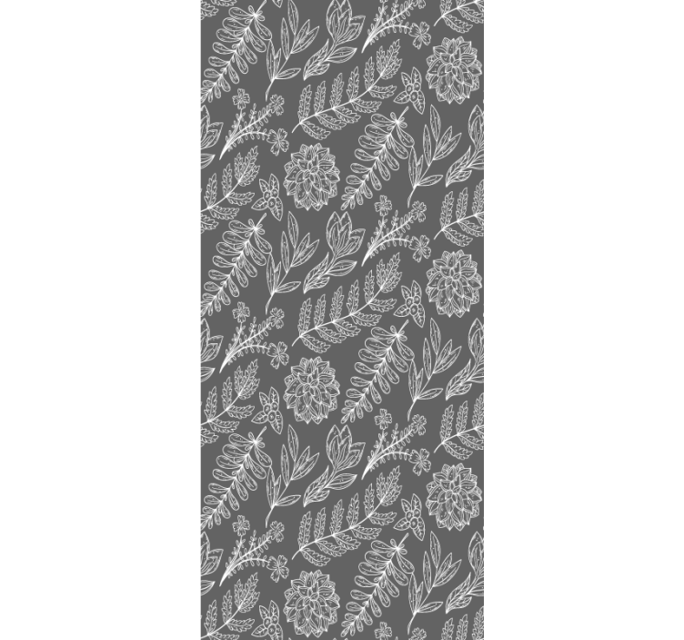 çiçekli anahat deseni çiçekler ve bitkiler stor perde - TenStickers