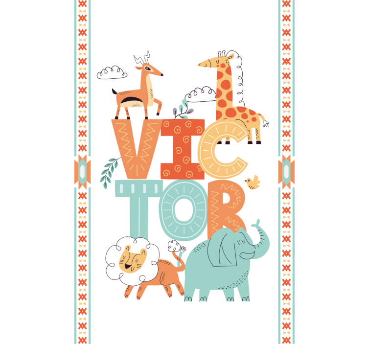 Isimli vahşi hayvanlar çocuk odası stor perde - TenStickers