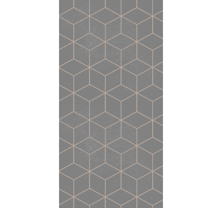 Geometrik gri motif modern stor perde - TenStickers
