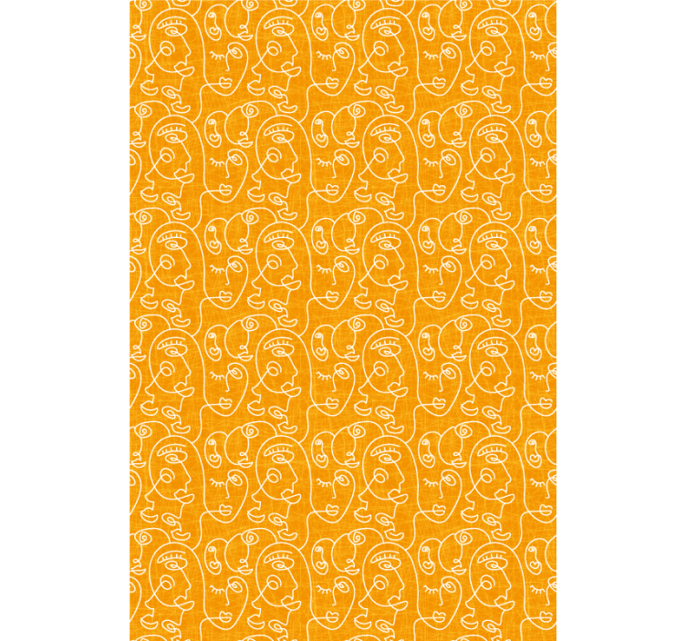 Stilize edilmiş yüz desenleri desenli stor perde - TenStickers