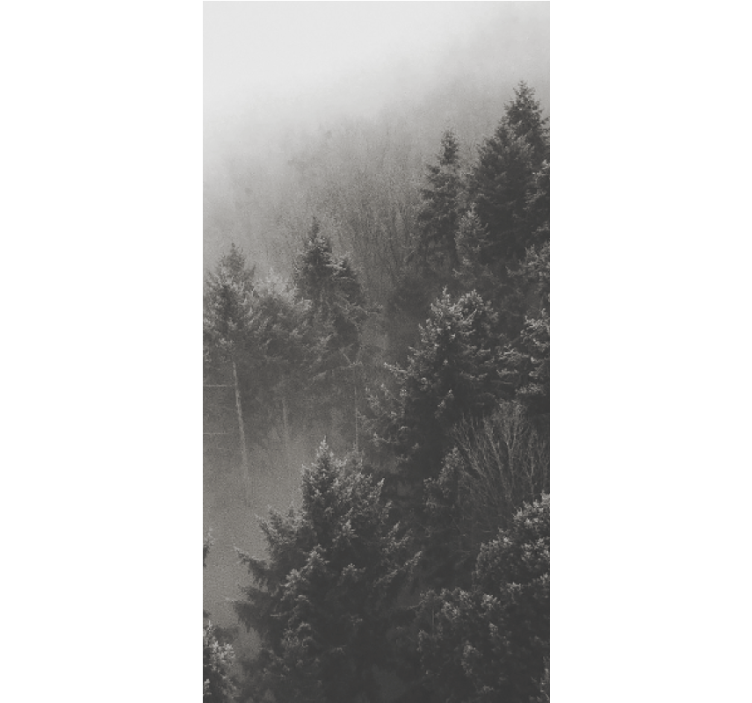 Gri orman silüeti ağaçlar stor perde - TenStickers