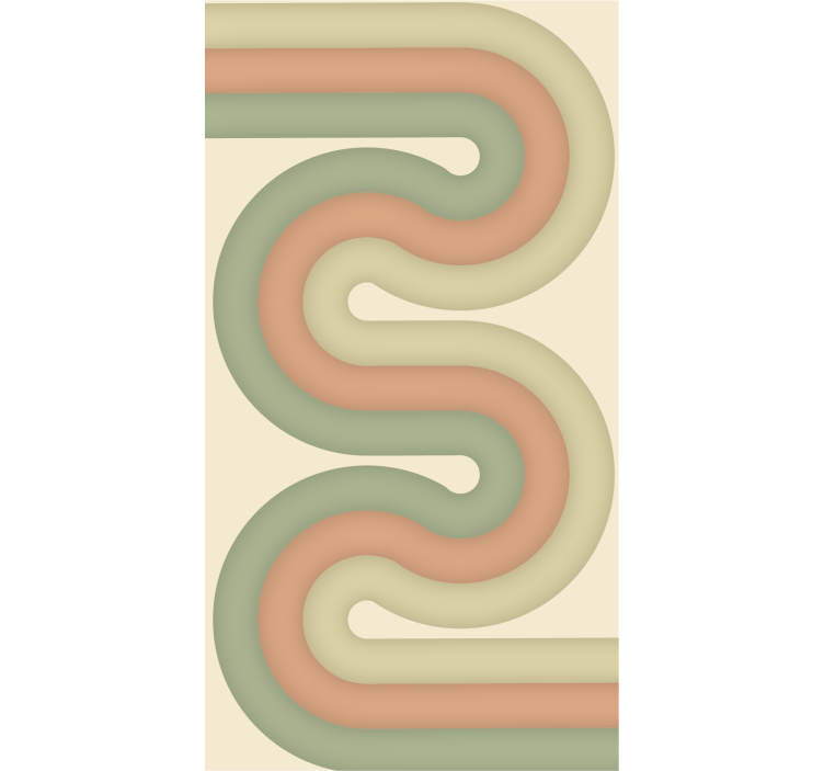 Eğri çizgi deseni oturma odası stor perde - TenStickers