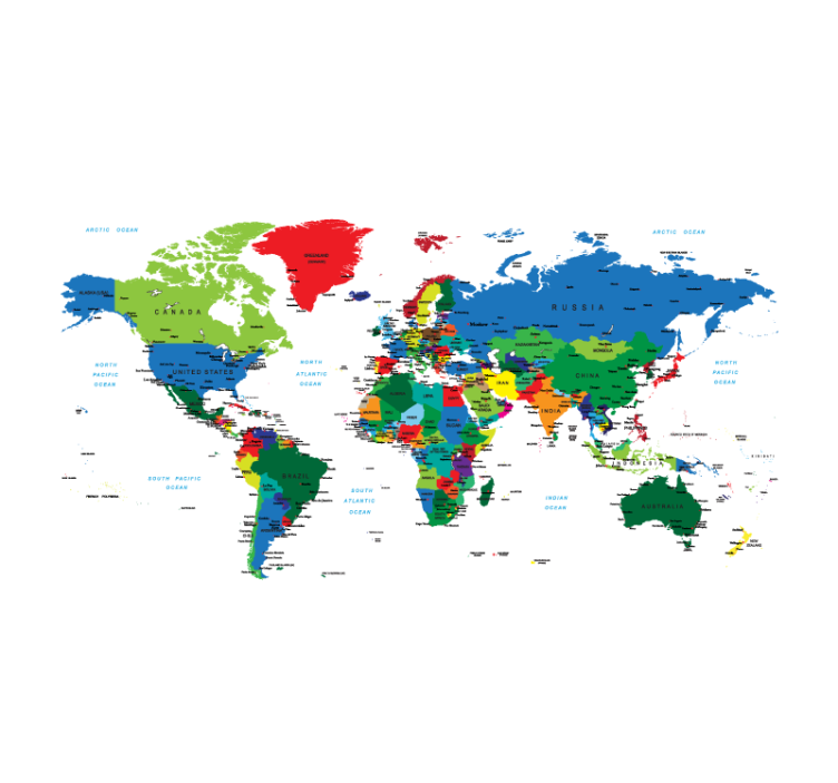 Siyasi haritacılık dünya haritası stor perde - TenStickers