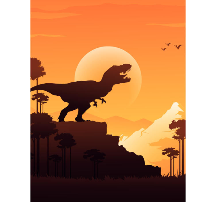 T-rex silueti dinozor stor perde - TenStickers