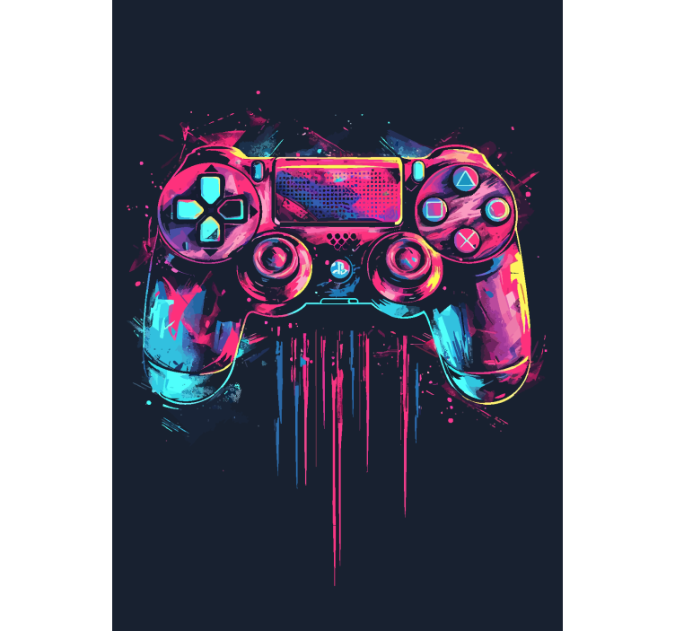 Mavi ve pembe kontrol geek desenli stor perde - TenStickers