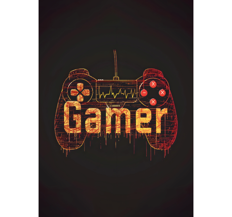 Oyuncunun kalp atışı geek desenli stor perde - TenStickers