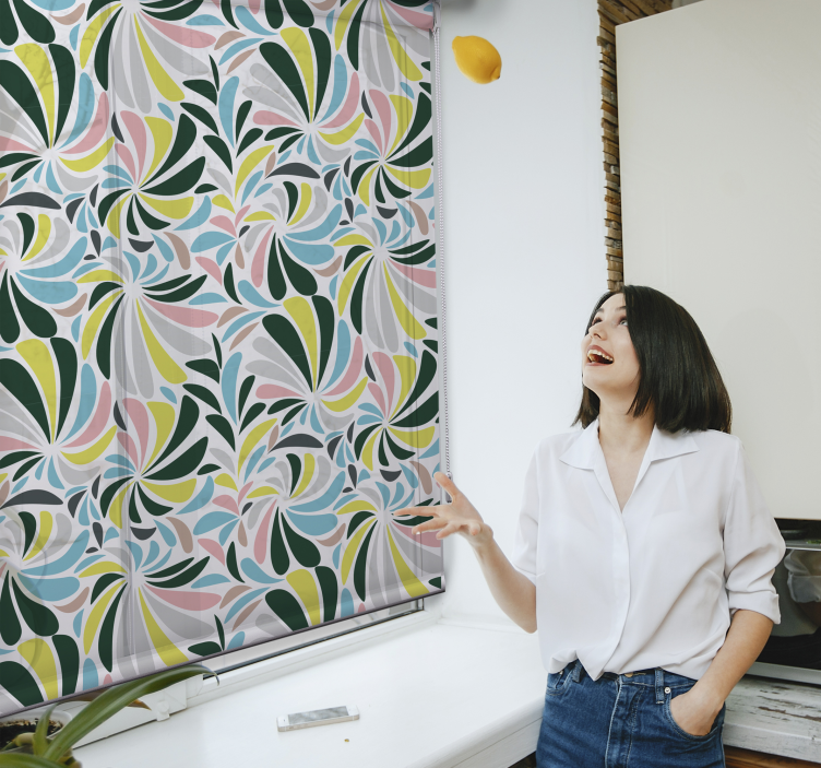 şık çiçek deseni çiçekler ve bitkiler stor perde - TenStickers