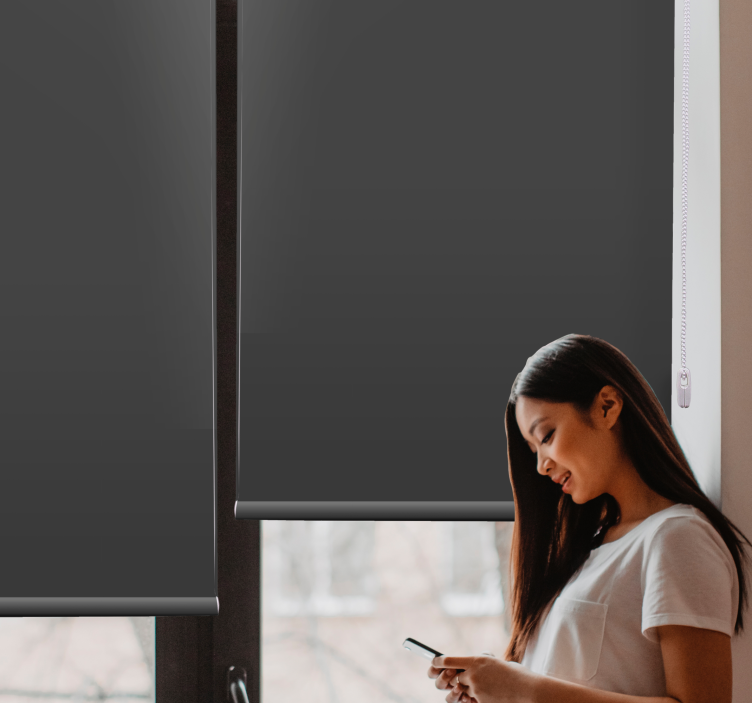 Kömür grisi düz renk zarif Stor perde - TenStickers