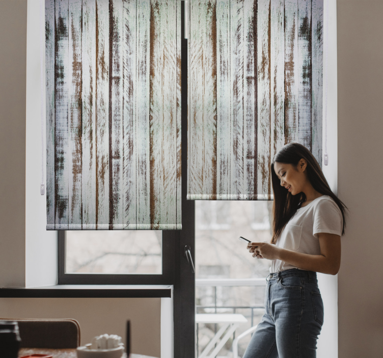 Ahşap doku ve desen Stor perde sıyırma - TenStickers