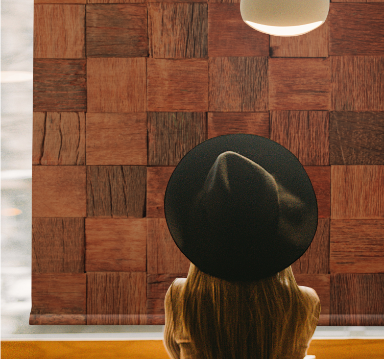 Ahşap plakalar ahşap doku yemek odası Stor perde - TenStickers