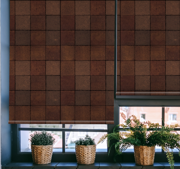 Ahşap tuğla desen rustik Stor perde - TenStickers