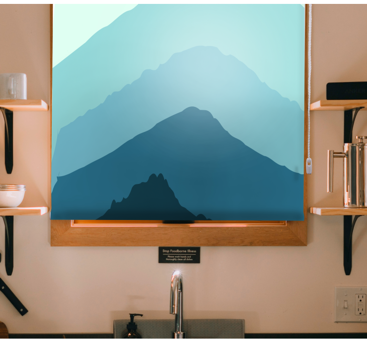 Aralık yorgan beyaz ve mavi modern Stor perde - TenStickers