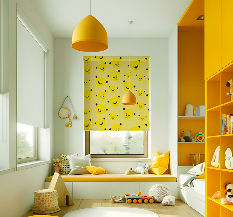 Ayılar desen sarı stor perde - TenStickers