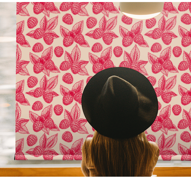 Vintage ahududu çiçekleri ve bitki Stor perdeler - TenStickers