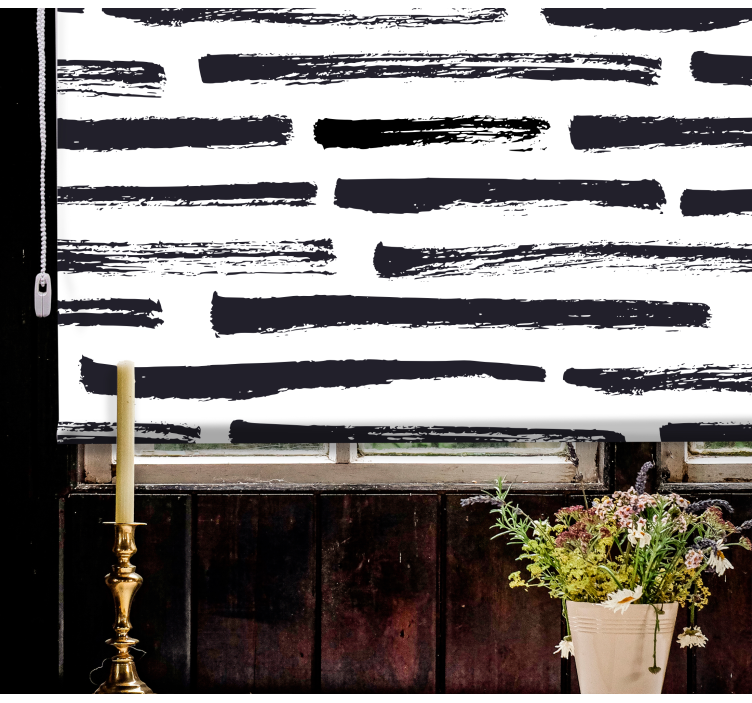 Beyaz modern Stor perde üzerinde eski siyah çizgiler - TenStickers