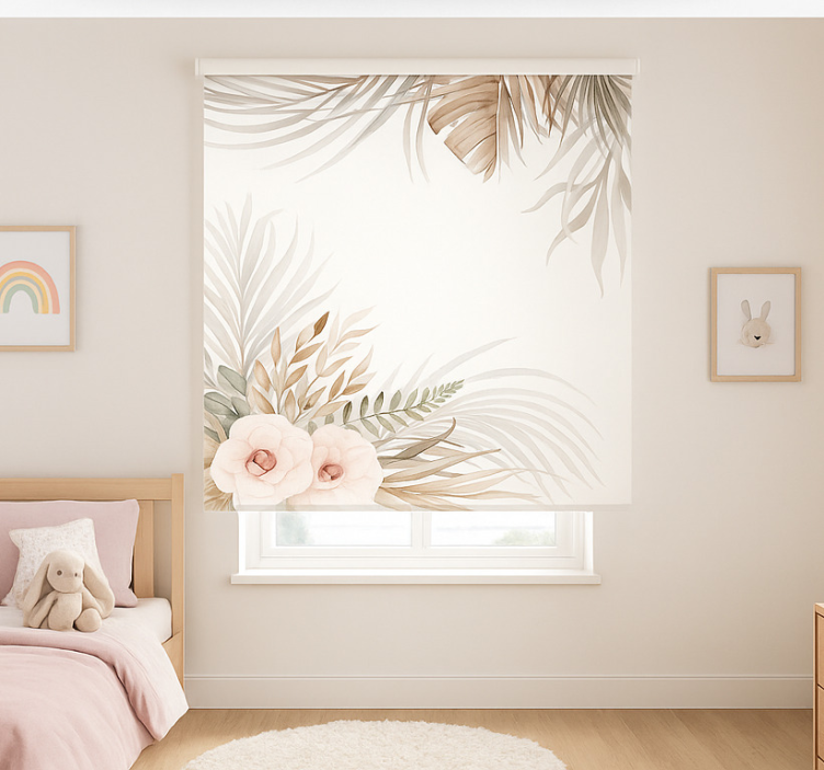 Bohem çiçek tasarımı çocuk odası stor perde - TenStickers