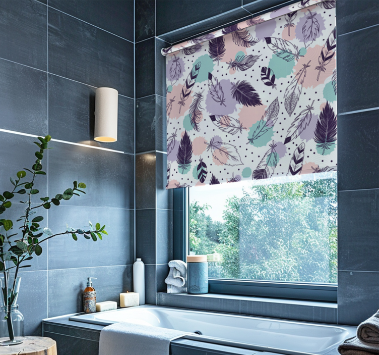 Boho tüy deseni banyo stor perde - TenStickers