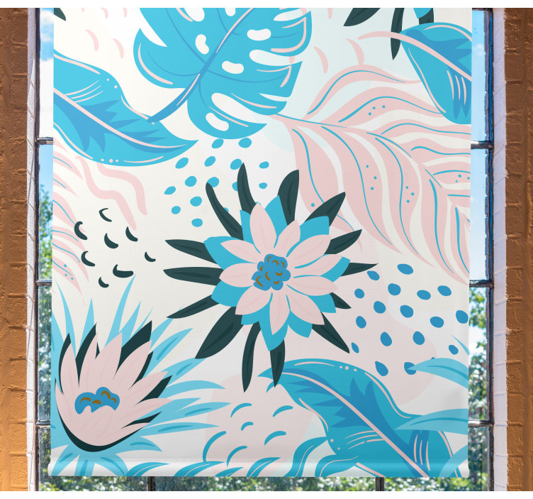 Botanik desen tasarımı çiçekler ve bitkiler stor perde - TenStickers