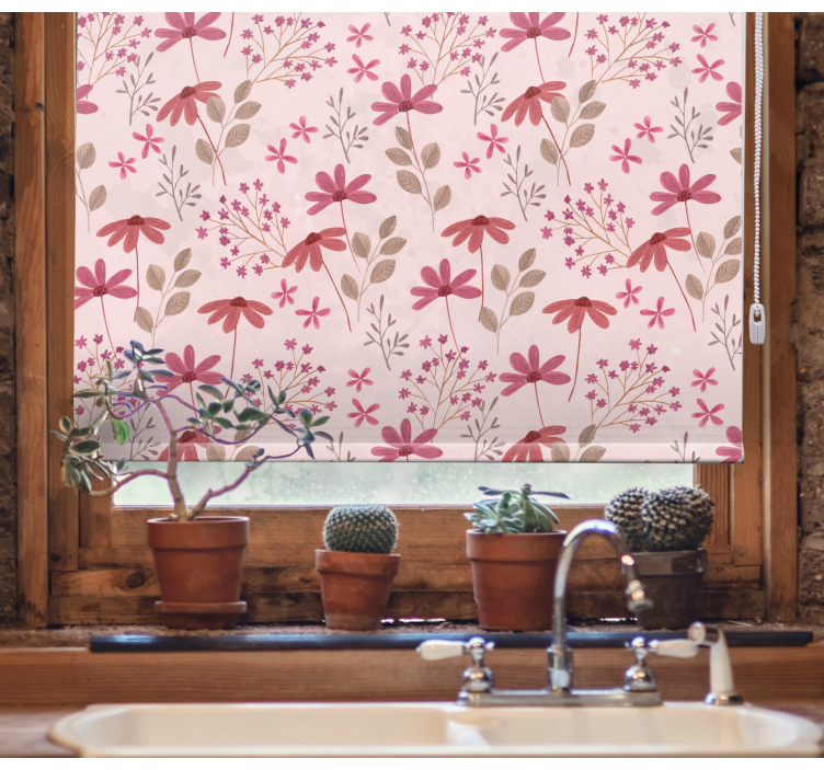 Botanik düzenleme neşe çiçekler ve bitkiler stor perde - TenStickers