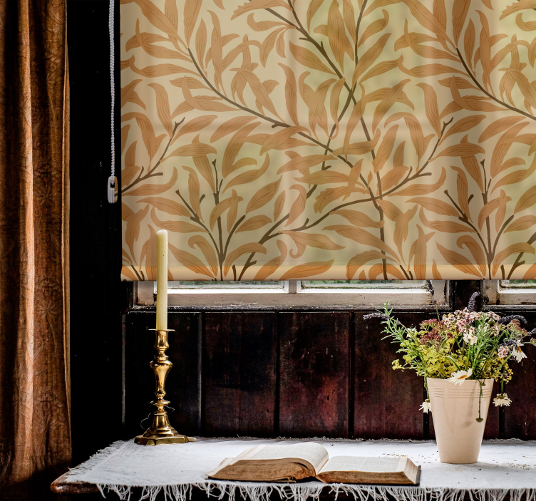 Botanik yaprak baskısı çiçek desenli stor perde - TenStickers