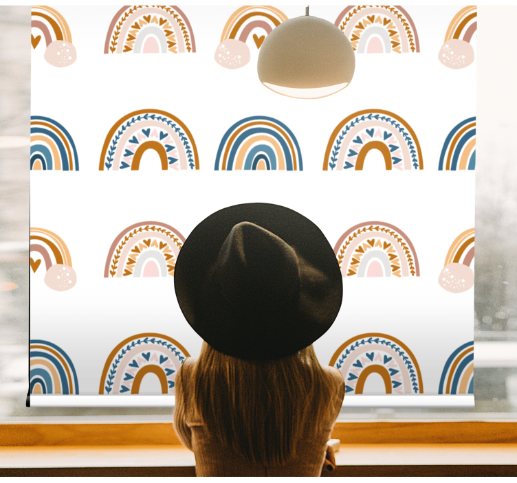 Nordik gökkuşağı motifleri çocuk odası stor perde - TenStickers