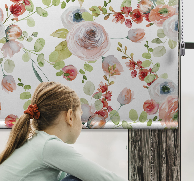 çiçek dalları klasik Stor perde - TenStickers