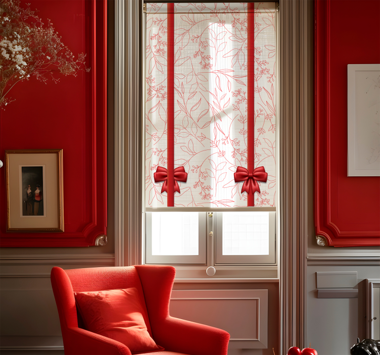 çiçek desenli kravatlar romantik stor perde - TenStickers