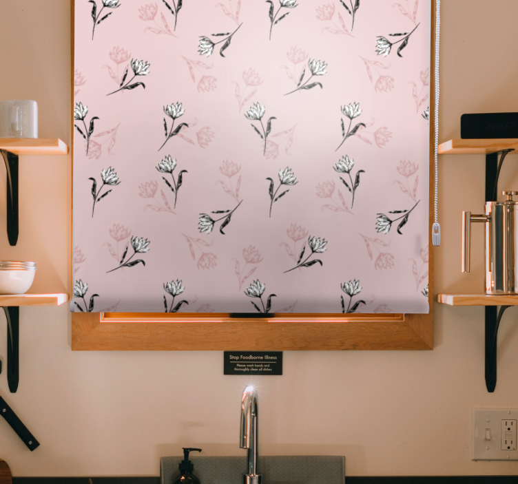 Çiçekler ve bitkiler stor perde - nazik Çiçek motifi - TenStickers