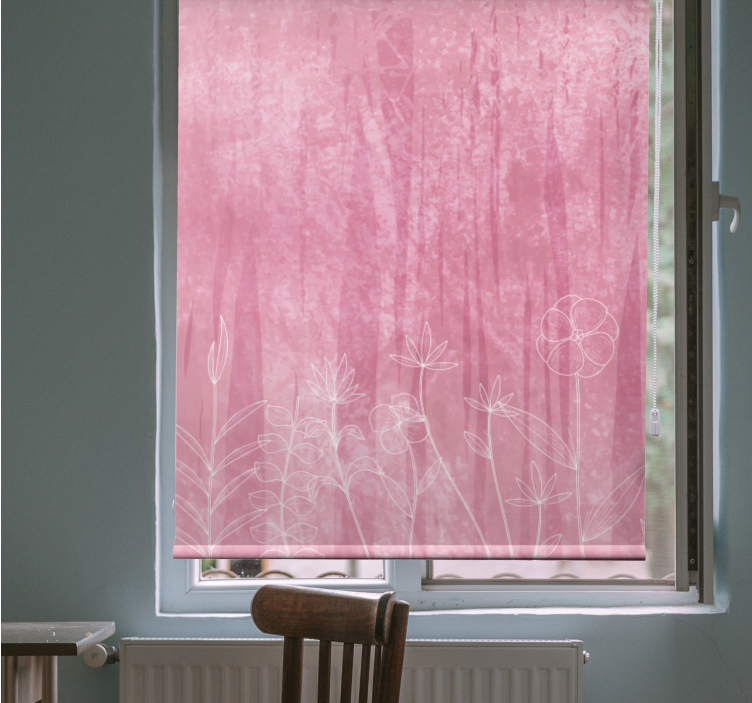 çiçekli silüet tasarımı çiçekler ve bitkiler stor perde - TenStickers