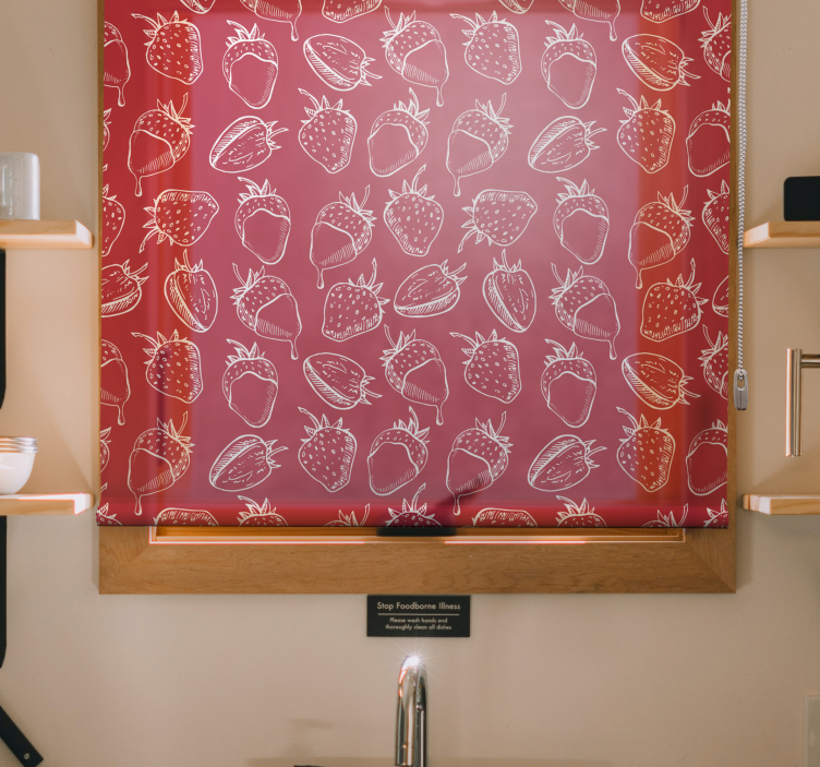 çilek desen meyve ve sebze Stor perde - TenStickers