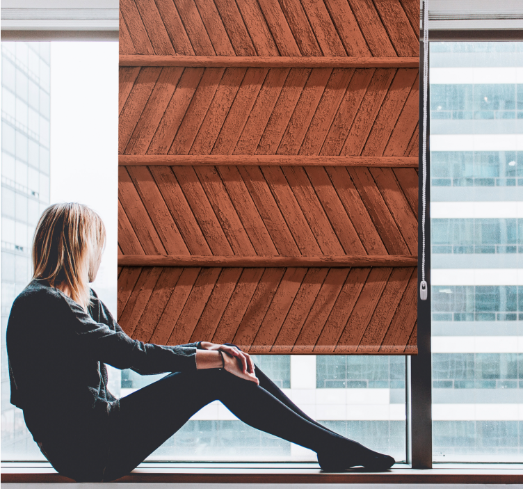 Doku ve desen stor perde - Çizgili ahşap deseni - TenStickers