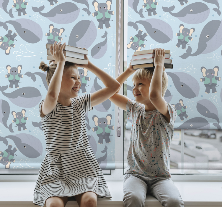 Eğlenceli hayvanlar bebek odası stor perde - TenStickers