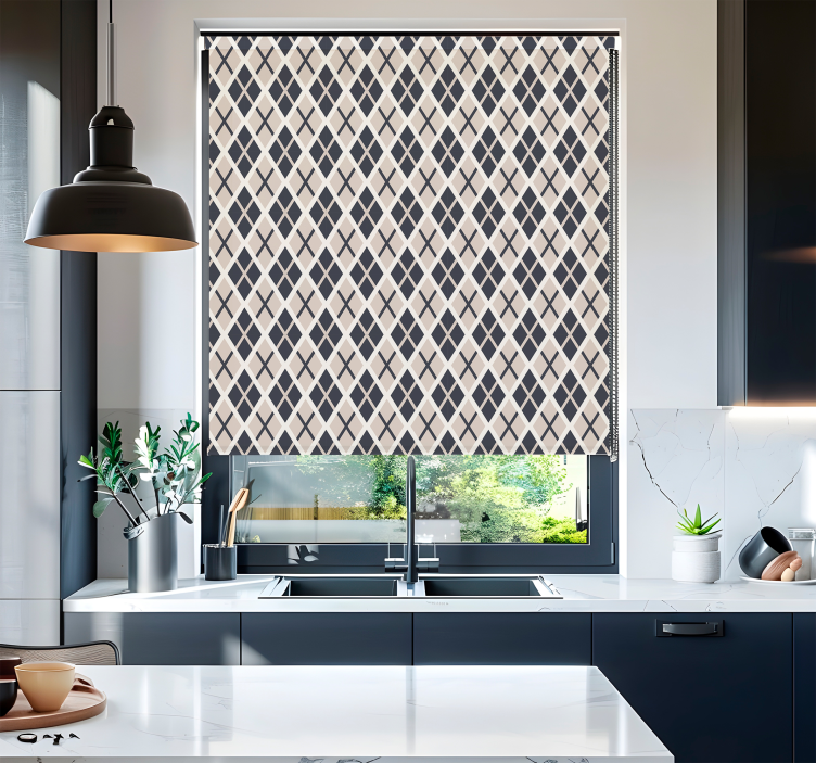 Eşkenar dörtgen desen iskandinav stor perde - TenStickers