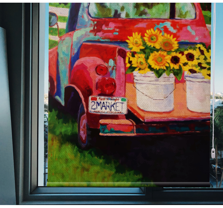 Eski kamyon buketi çiçek desenli stor perde - TenStickers